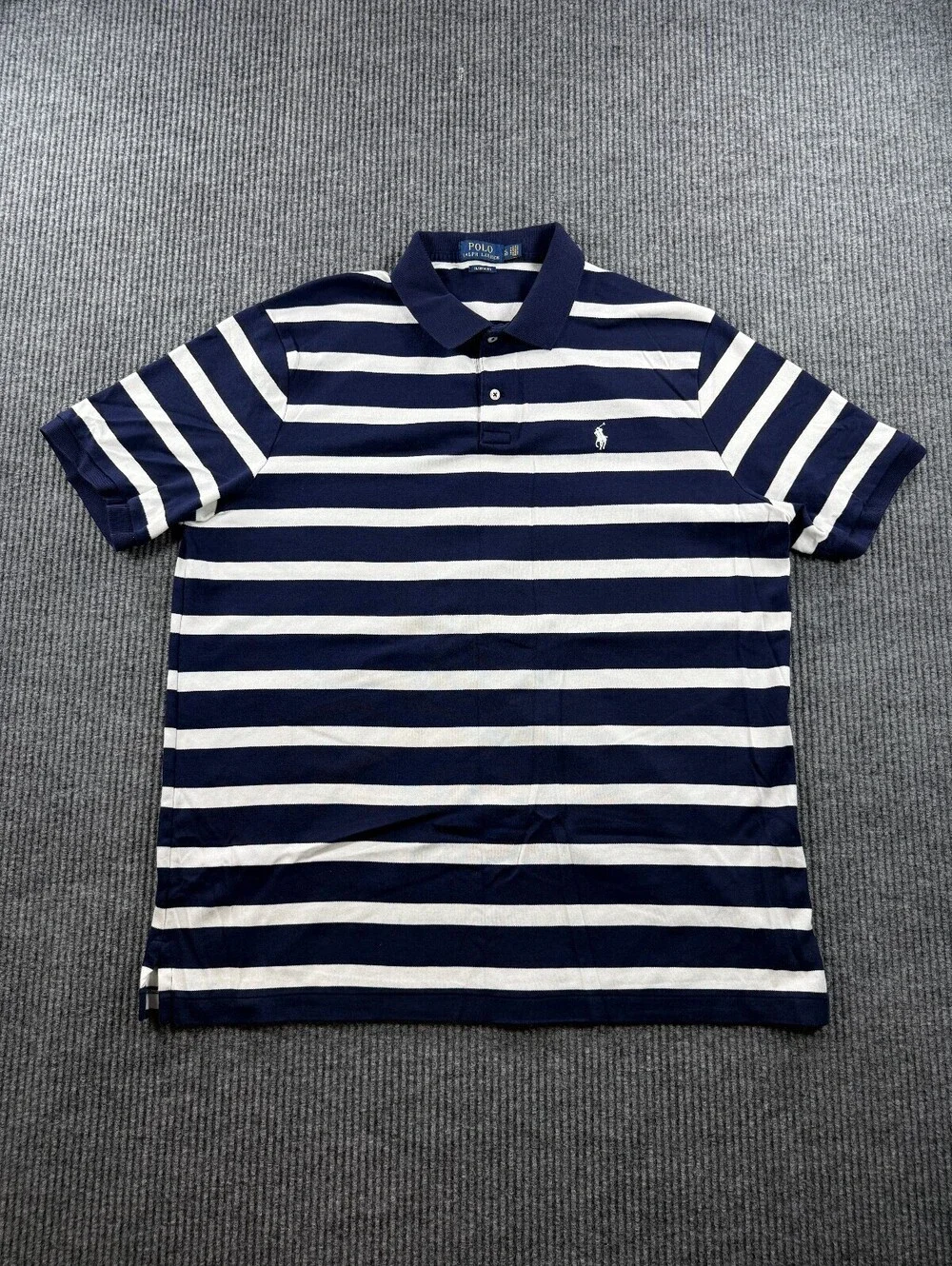 Polo Ralph Lauren Classic Fit Short Sleeve Polo Mens XL White Blue Striped